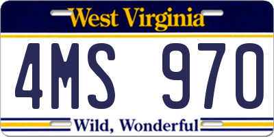 WV license plate 4MS970
