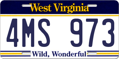 WV license plate 4MS973