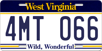 WV license plate 4MT066