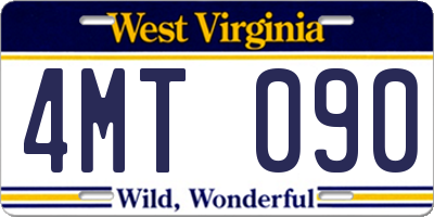 WV license plate 4MT090