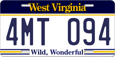 WV license plate 4MT094