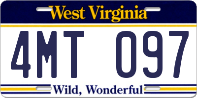 WV license plate 4MT097