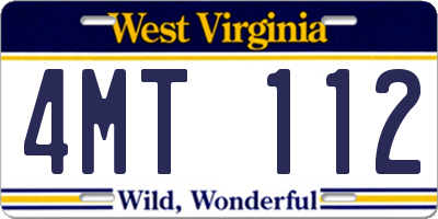 WV license plate 4MT112