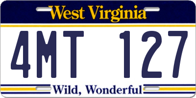 WV license plate 4MT127