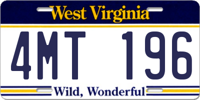 WV license plate 4MT196