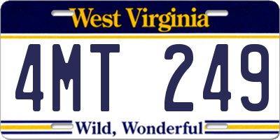 WV license plate 4MT249