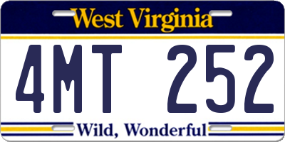 WV license plate 4MT252