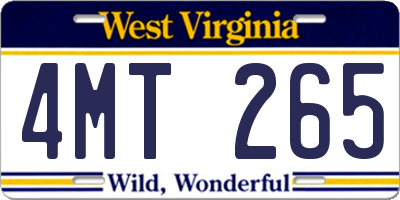 WV license plate 4MT265
