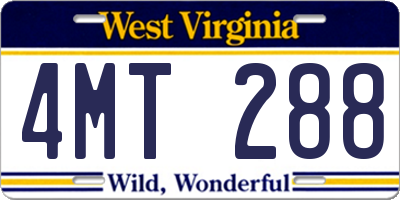 WV license plate 4MT288