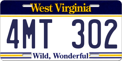 WV license plate 4MT302