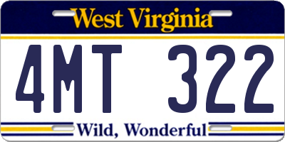 WV license plate 4MT322