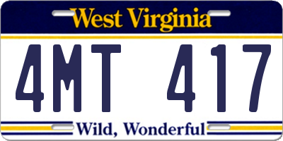WV license plate 4MT417