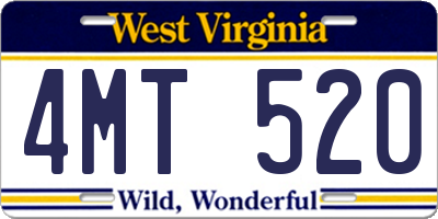 WV license plate 4MT520