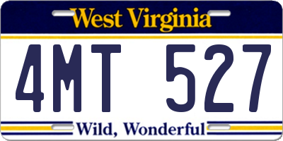 WV license plate 4MT527
