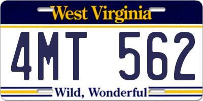WV license plate 4MT562