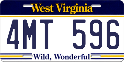 WV license plate 4MT596