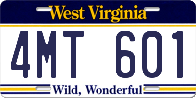 WV license plate 4MT601