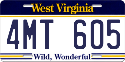 WV license plate 4MT605