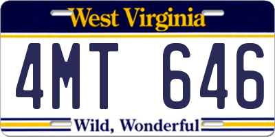 WV license plate 4MT646