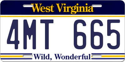 WV license plate 4MT665