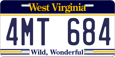 WV license plate 4MT684