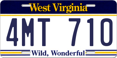 WV license plate 4MT710