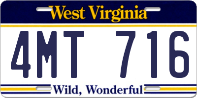 WV license plate 4MT716
