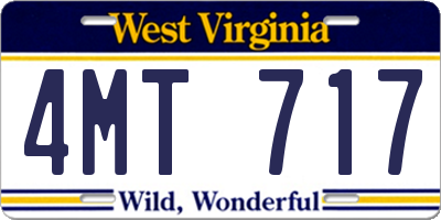 WV license plate 4MT717