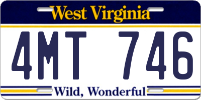 WV license plate 4MT746