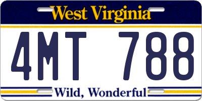 WV license plate 4MT788
