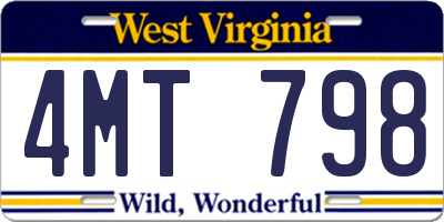 WV license plate 4MT798
