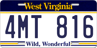 WV license plate 4MT816