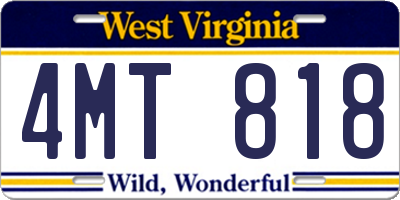 WV license plate 4MT818