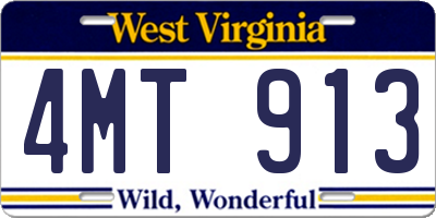 WV license plate 4MT913