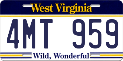 WV license plate 4MT959