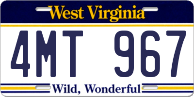 WV license plate 4MT967