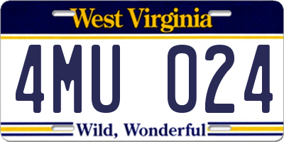 WV license plate 4MU024