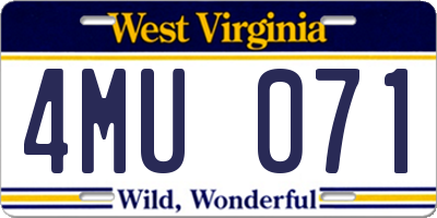 WV license plate 4MU071