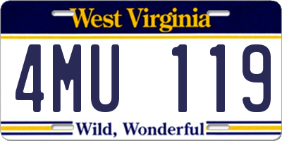 WV license plate 4MU119