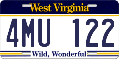 WV license plate 4MU122