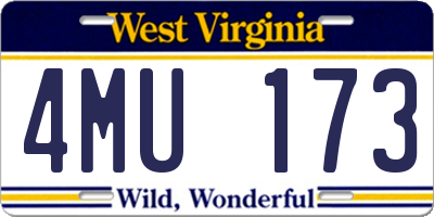 WV license plate 4MU173