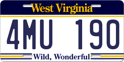 WV license plate 4MU190