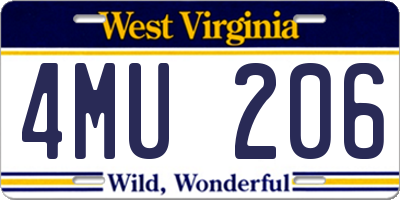 WV license plate 4MU206