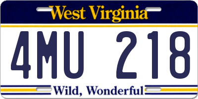 WV license plate 4MU218