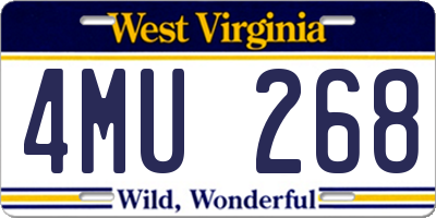 WV license plate 4MU268