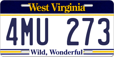 WV license plate 4MU273