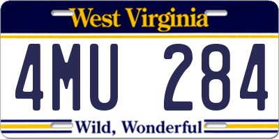 WV license plate 4MU284