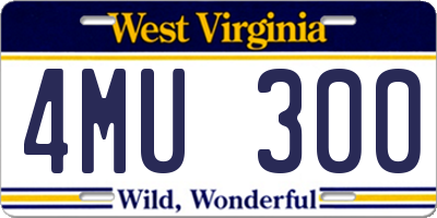 WV license plate 4MU300