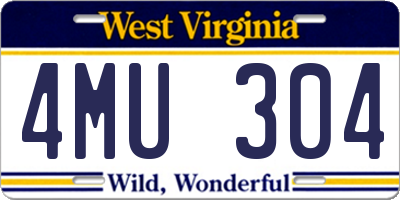 WV license plate 4MU304