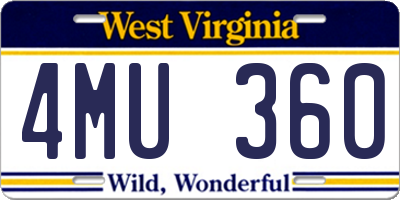 WV license plate 4MU360
